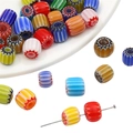 Colorful 8mm Millefiori glass beads on metal pin for DIY jewelry making - 8mm (10Pcs/Pack) / Random Mixed Colors
