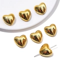Cuentas de corazón doradas para bisutería DIY con acabado de espejo brillante - 20x18mm Apertura 1.5mm / Dorado