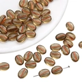 Brown acrylic coffee bean beads with red accents for DIY jewelry making and phone chains - 30 Pieces/Pack (11x8mm) / Transparent Grey Red Traced
