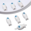 Handmade fish shaped ceramic beads with blue evil eye pattern for DIY jewelry crafts - 2 Pieces/Pack (10x19mm) / White
