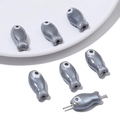 Perline in ceramica grigio-blu a forma di pesce con finitura perlata per gioielli fai da te - 2 Pezzi/Confezione (10x19mm) / Grigio