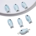 Perline di ceramica a forma di pesce azzurro per gioielli fai da te con foro verticale - 2 Pezzi/Confezione (10x19mm) / Azzurro