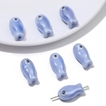 Perline in ceramica a forma di pesce azzurro con finitura perlata per gioielli fai-da-te - 2 Pezzi/Confezione (10x19mm) / Blu