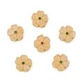 Kersenbloesem bedeltjes met kattenoogsteen verguld voor DIY sieraden maken - Kersenbloesem Stijl (#09) / 1 Stuk / Goud Wit