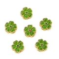 Gold plated clover charm with emerald green petals and fine bead detailing for DIY jewelry - Cherry Blossom Style / 1 Piece (12mm) / Green
