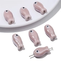 Perle in ceramica a forma di pesce rosa-marrone con finitura smaltata per gioielli fai-da-te - 2 Pezzi/Confezione (10x19mm) / Viola Chiaro