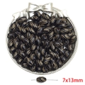 Vintage black acrylic olive beads with gold totem for DIY bracelet jewelry 7x13mm - Spiral Olive Style / 7x13mm (Approx. 50 Pieces/Pack) / Black & Gold
