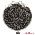 Vintage black oval baroque beads with gold leaf texture for DIY jewelry, size 8x14mm - Oval Texture Style / 8x14mm (Approx. 50 Pieces/Pack) / Black & Gold