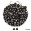 10mm black acrylic round beads with gold wavy pattern for DIY jewelry making - Wave Pattern Style / 10mm (Approx. 50 Pieces/Pack) / Black & Gold
