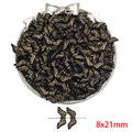 Retro black and gold acrylic beads 8x21mm with gold trim for DIY jewelry making - Wing Style / 8x21mm (Approx. 50 Pieces/Pack) / Black & Gold