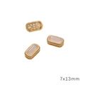 7x13mm Ματ χρυσή ορθογώνια χάντρα με ροζ οπάλιο και φιλιγκράν πίσω μέρος για DIY - 7x13mm
