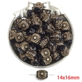 French vintage acrylic gold-traced black beads in 14x16mm size for jewelry making - Plump Cylinder Style / 14x16mm (Approx. 15 Pieces/Pack) / Black & Gold