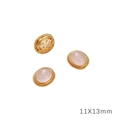 DIY jewelry parts with 11x13mm pink oval stones and gold hollow pattern spacers - Oval A Gold White Glass / 11x13mm