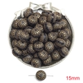 Vintage 15mm black acrylic baroque beads with golden heart for DIY jewelry making - Flat Round Heart Style / 15mm (Approx. 20 Pieces/Pack) / Black & Gold