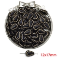 Baroque black acrylic teardrop bead 12x17mm with gold scalloped edge for DIY jewelry - Water Drop Style / 12x17mm (Approx. 40 Pieces/Pack) / Black & Gold