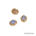 11x13mm gold plated hollow oval spacer beads with light blue resin stone and white rhinestones - Oval B Gold Blue Glass / 11x13mm