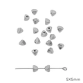 Cuentas espaciadoras triangulares de plata 5x5mm en CCB para joyería DIY - Multiángulo irregular (15)