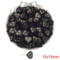 Retro black acrylic heart beads with gold outline for DIY jewelry making 15x13mm - Double Sided Heart Style / 15x13mm (Approx. 40 Pieces/Pack) / Black & Gold