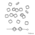 Cuentas espaciadoras de flores plateadas 7x8mm en CCB para joyería DIY y correas de móvil - Trébol de cuatro hojas hueco (07)