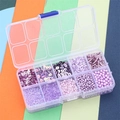 Purple DIY bead and sequin jewelry kit in a clear 10-compartment storage box - Light Purple