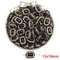 French vintage 13x18mm black rectangular acrylic bead with gold wavy edge for DIY jewelry - Square Sunglasses Style / 13x18mm (Approx. 30 Pieces/Pack) / Black & Gold