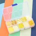 DIY bead and sequin kit in a transparent 10-compartment plastic storage case - Yellow