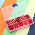 Boîte de 10 compartiments avec perles rouges et paillettes pour bijoux DIY - Rouge