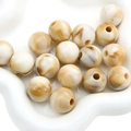 Perle rotonde in acrilico con motivo marmorizzato bianco crema e marrone per gioielli fai-da-te - 20mm / 5 Pezzi/Confezione Perla Rotonda (BSD713) / Caffè Chiaro