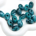 Perline ovali in acrilico con motivo marmorizzato blu e bianco per gioielli DIY - 21x14mm / 5 Pezzi/Confezione Perla Ovale Piatta (BSD713) / Verde Inchiostro Scuro