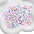 4x7mm white acrylic alphabet beads with colorful letter D for children's DIY jewelry making - 50 Pieces/Pack (4x7mm) / Letter D