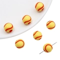 Gele acryl softbal kralen met rode stiksels voor doe-het-zelf sport sieraden - Honkbal Stijl / Set van 30 / Geel