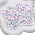 White flat round 4x7mm acrylic alphabet beads with colorful L letter for DIY jewelry - 50 Pieces/Pack (4x7mm) / Letter L