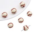 Acryl honkbal kralen voor DIY sieraden maken met rode stikseldetails voor armbanden - Honkbal Stijl / Set van 30 / Beige