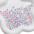 DIY 4x7mm white acrylic flat beads with colorful letter M for handmade bracelets - 50 Pieces/Pack (4x7mm) / Letter M
