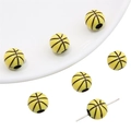 Lichtgele basketbal kralen van acryl met bruine lijnen voor DIY sieraden maken - Basketbalstijl / Set van 30 / Geel