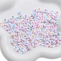 White acrylic bead with colorful letter T for DIY bracelets and jewelry making - 50 Pieces/Pack (4x7mm) / Letter T