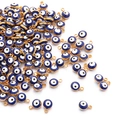 Golden alloy Evil Eye charms with blue enamel finish for DIY earring and necklace making - Diameter 8mm (10 Pieces/Pack) / Royal Blue Single Hook