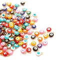 Colorful evil eye alloy charms with metal borders and rings for DIY jewelry making - Diameter 8mm (10 Pieces/Pack) / Mixed Colors Single Hook