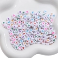 White acrylic alphabet beads featuring colorful letter V for DIY bracelet making - 50 Pieces/Pack (4x7mm) / Letter V