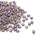 Blue evil eye alloy connector charms with gold plating for DIY jewelry making - Diameter 6mm (10 Pieces/Pack) / Royal Blue Double Hook