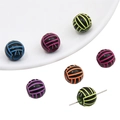 Acryl sportbal kralen voor DIY sieraden met kleurrijke strepen en een handig rijggat - Volleybalstijl / Set van 30 / Willekeurig Gemengde Kleuren