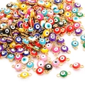Colorful evil eye enamel charms with gold alloy frame and double connectors for DIY jewelry - Diameter 6mm (10 Pieces/Pack) / Mixed Colors Double Hook