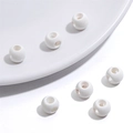 Perles rondes en acrylique blanc brillant avec de grands trous pour bijoux DIY - 5 Pièces/Paquet / Blanc