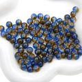 Perles en verre craquelé bleu et or avec texture sable mouvant pour bijoux DIY - Bleu & Café Bicolore