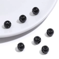 Perles rondes en acrylique noir brillant avec trou pour bijoux DIY et chaînes de téléphone - 5 Pièces/Paquet / Noir