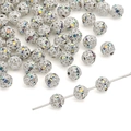 Silver hollow flower ball beads with colorful rhinestones for DIY jewelry making - Style #01 / 6mm (10 Pieces/Pack) / Silver