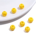Lot de 6 perles rondes jaunes en acrylique avec trous pour la création de bijoux DIY - 5 Pièces/Paquet / Jaune