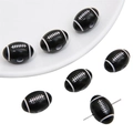 Gepolijste zwarte acryl American football kralen met witte stiksels voor DIY sieraden - Rugby Stijl / 10 Stuks Verpakking / Zwart