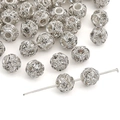 Silver hollow ball spacer beads with textured finish for DIY jewelry bracelet making - Style #03 / 8mm (5 Pieces/Pack) / Silver