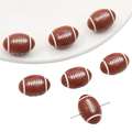 Bruine Amerikaanse voetbal acryl kralen voor DIY sieraden met witte stiksels - Rugby Stijl / 10 Stuks Verpakking / Bordeauxrood